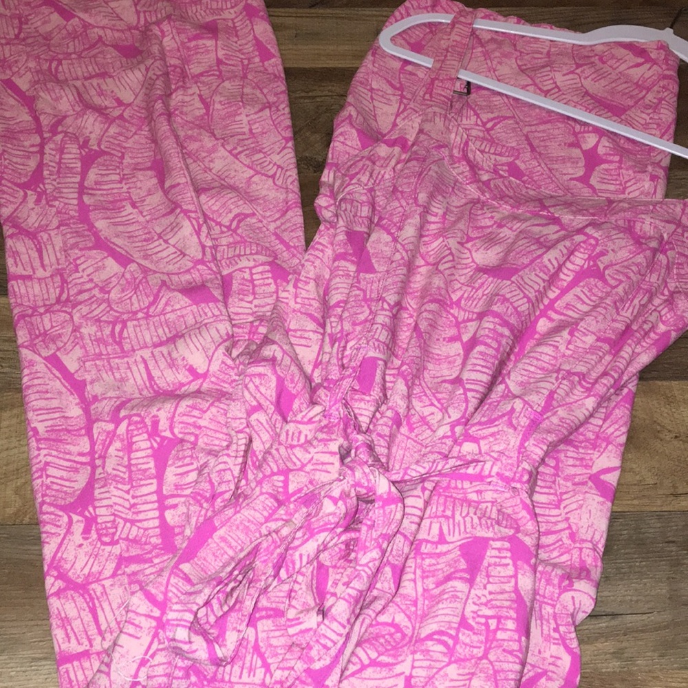 Margaritaville Pink Palm Patterned Wide Leg Pant Overall Jumpsuit Size Small XS - Picture 12 of 16